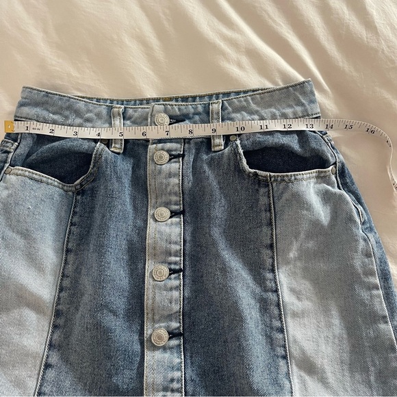 PacSun Denim Button Down Distressed Raw Edge Skirt- 27 - Picture 5 of 6